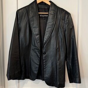 VINTAGE Black Leather Jacket Size L